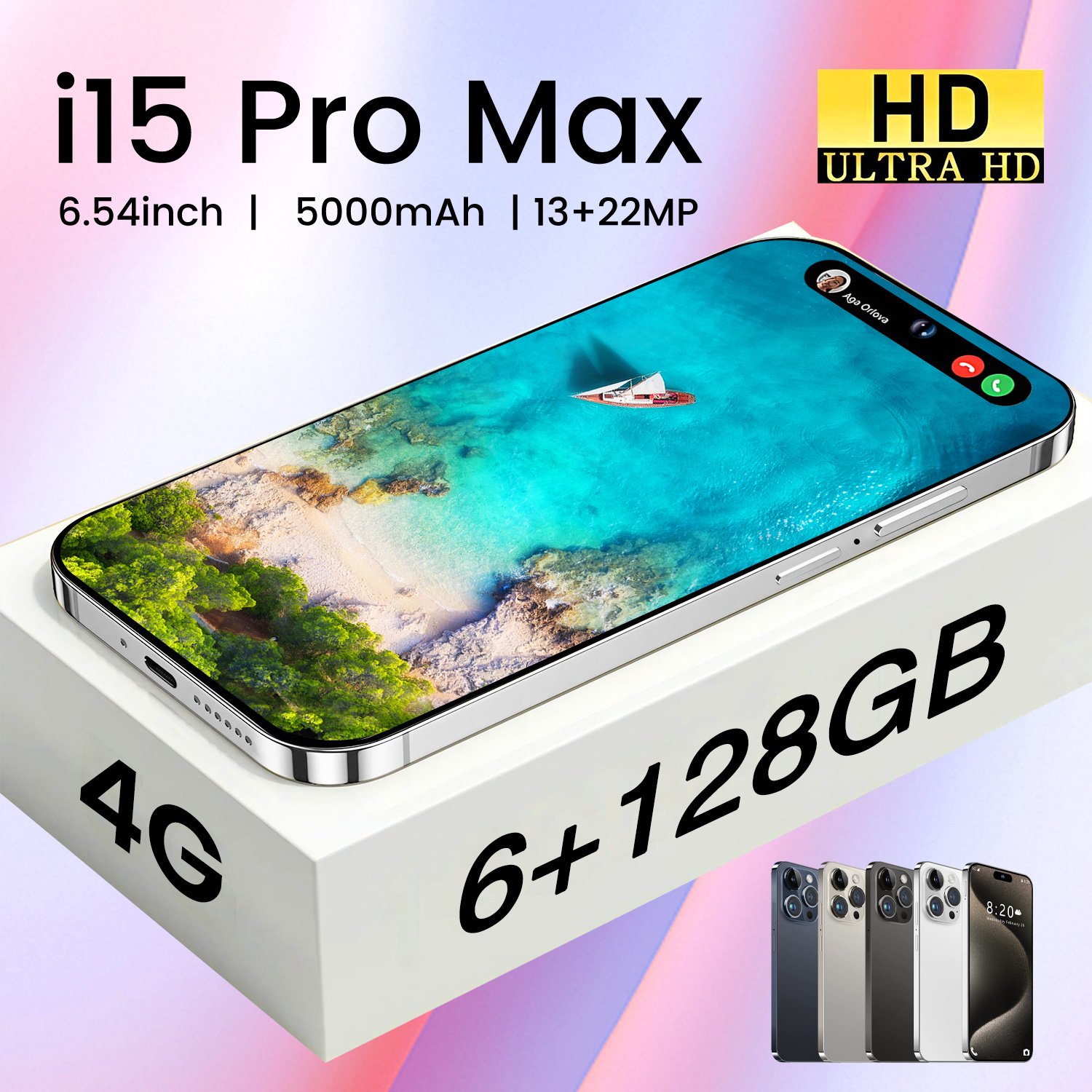 2024 Hot Selling i15 Phone 15 Pro Max 5G Smartphone HD Screen 108MP Rear Camera 6G RAM Support LTE CDMA Multilingual Features